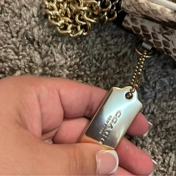 Coach White and Brown Crossbody Bag with Snakeskin - Picture 3 of 6